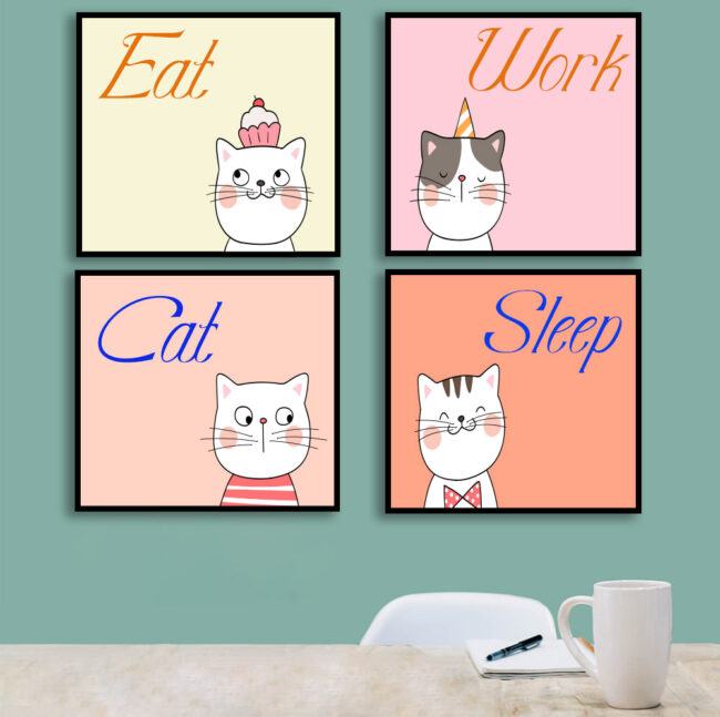Bộ tranh canvas Mèo con