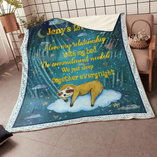 Personalized Valentine gift funny sloth blanket for her, for daughter for besties... 1