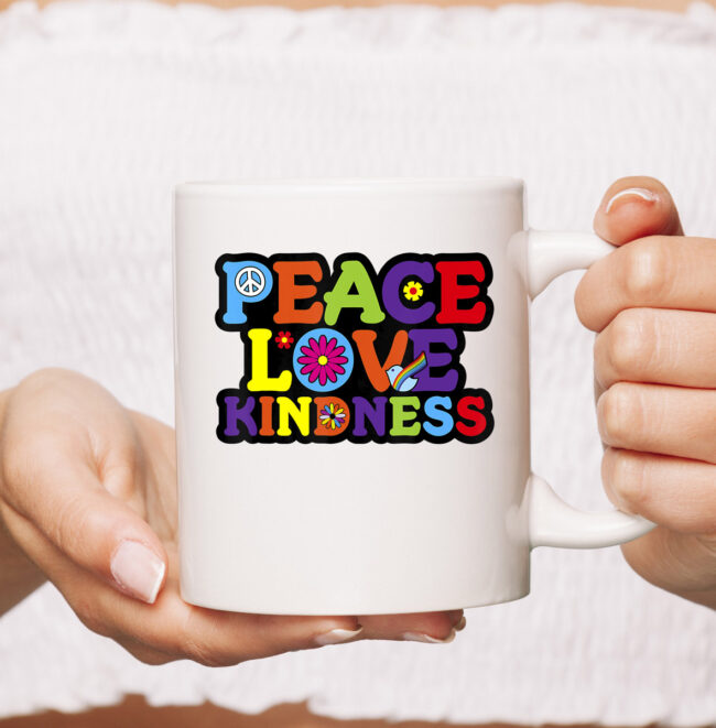 HIPPIE mug PEACE LOVE KINDNESS Tie Dye Halloween Mug 1