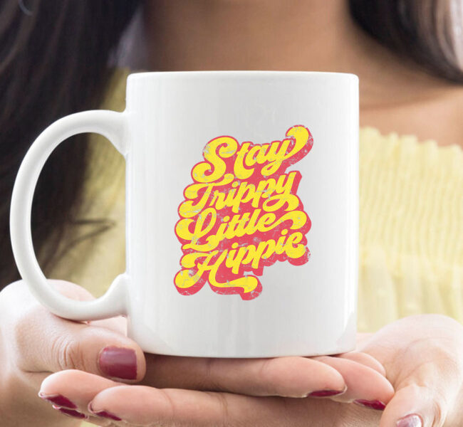 Stay Trippy Little Hippie CoffeeMug | 70s Hippie White mug Mug 1