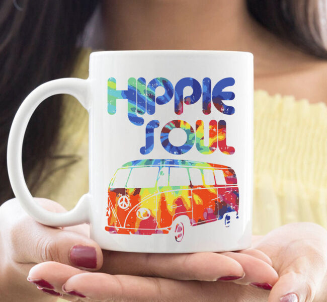 Hippie Soul Van Bus Vintage Retro Tie Dye Psychedelic Hippy Mug 1