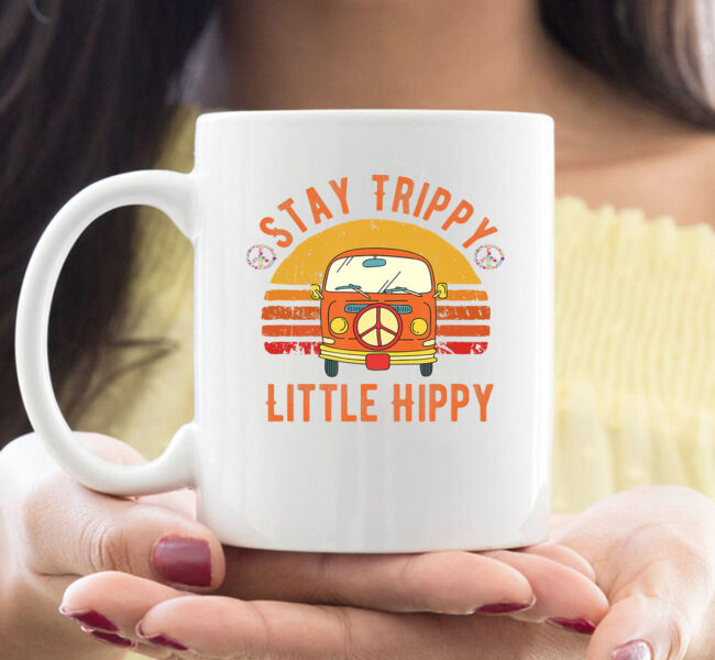 Stay Trippy Little Hippy | Peace Hippie Van Retro Vintage Mug 1