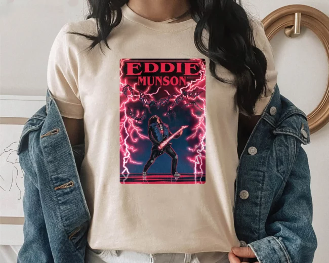 Eddie Munson Shirt, Eddie Munson sweatshirt, Joseph Quinn Shirt, Vintage Eddie Munson Playing Guitar tee,Hawkins shirt, RIP Eddie Munson tee 1