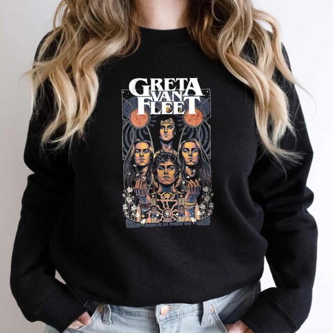 Greta Van Fleet T-Shirt, Greta Van Fleet 2022 Tour Shirt, Greta Van Fleet 2022 Tour Concert Dates T-Shirt, GVF Tour T-Shirt, GVF Dreams on Gold Tour 2022 Shirt 1