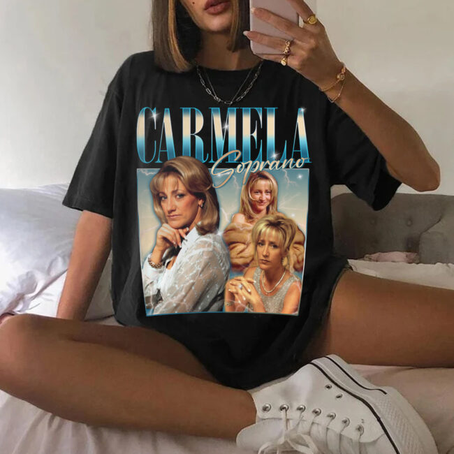 CARMELA SOPRANO Shirt, Wife of Mafia Boss Homage Retro 90's Vintage Unisex Tshirt, Gangster Goodfellas Shirt, La Cosa Nostra Edie Falco Tees 1